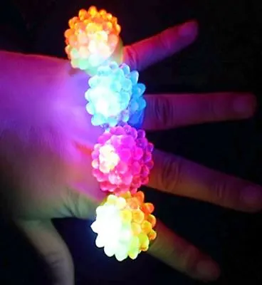 $10.99 • Buy 6 PCS Light-Up LED Jelly Bumpy Rings Flashing Bubble Rave Party Favors Edm New