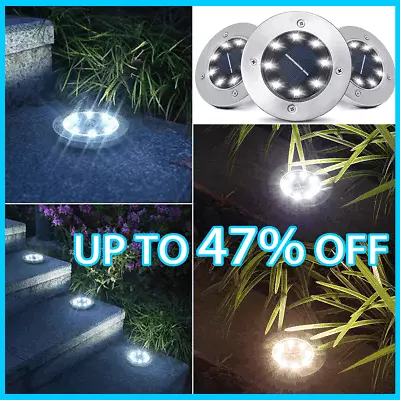 8/10/12 LED Solar Light Outdoor Spotlight IP65 Garden Lights Garden Solar Lights • £4.35