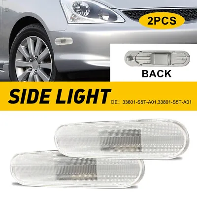 2PCS Chrome Front/Rear Bumper Side Marker Light 44962 Fit Honda Civic Si EP3 3DR • $16.83