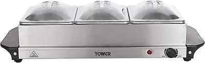 £22.99 • Buy Tower T16021 Three Tray Buffet Server And Plate Warmer, 200 W, Stainless Steel