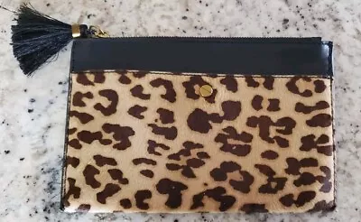 J Crew Leopard Animal Print Clutch Handbag Zippered New With Tags • $22