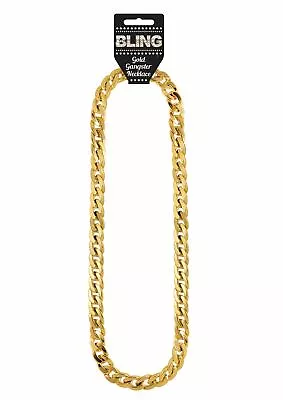 Adult Gold Plastic Heavy Chain Gangster 81cm Fancy Dress Party Accessory • £4.49