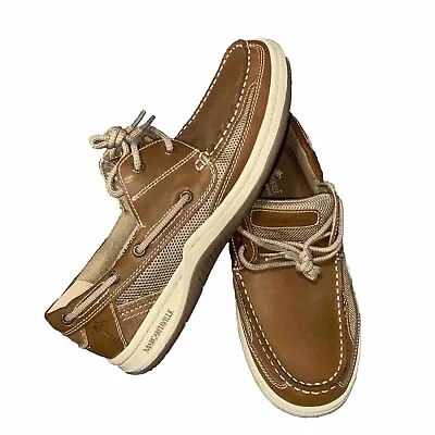 Margaritaville Navigator Boat Shoe MG1301A Men's Tan Leather Shoes Size 11 • $20