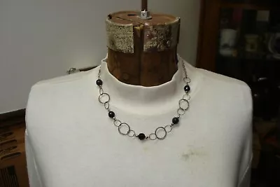 Vintage Magnolia Designer Signed Sterling & Sparkling Bead 18  Inch Necklace 925 • $19.95