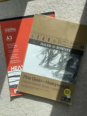 2x Heavy A3 Paper Pads - Seawhite 220gsm - Daler Rowney 200gsm - 46 Sheets Total • £17.54