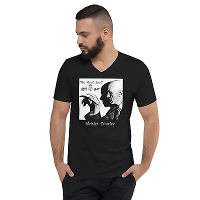 Aleister Crowley Occult Leader Unisex Short Sleeve V-Neck T-Shirt • $27.67