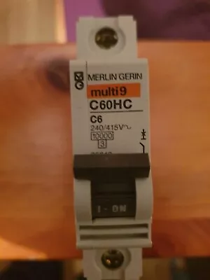 X1 Single Unit  Merlin Gerin MCB 6 Amp Single Pole Breaker Type C Multi9 25643 • £3.49