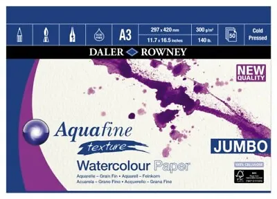 Daler Rowney Aquafine Jumbo Watercolour Texture Pad A3 300gsm • £33.95