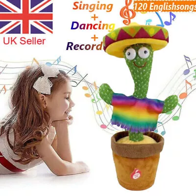 120 Songs Talking Cactus Doll Repeat Dancing Kawaii Talk Toy Speak Sound Record • £8.59