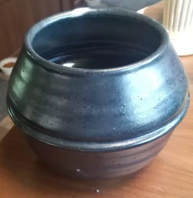 Handmade Artist Signed Vintage Ceramic Pot Black 5 Inch Dated 91 • $20