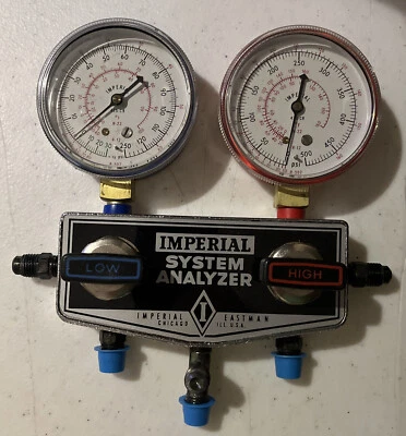 $29 • Buy Imperial Manifold Gauge T-Grip Control Flat Back 4 Port 2 Valve #456-CB Untested