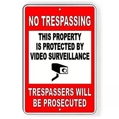 Metal Sign Warning 24 Hour Video Surveillance Camera CCTV  Protected Security  • $16.37