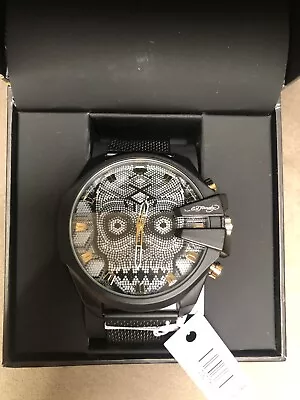 Men’s ED HARDY Black Gray Gold SKULL Watch Black Metal Band - NIB • $54