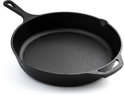 £16.99 • Buy Nuovva Pre Seasoned Cast Iron Skillet Frying Pan Oven Safe Grill Cookware 12inch