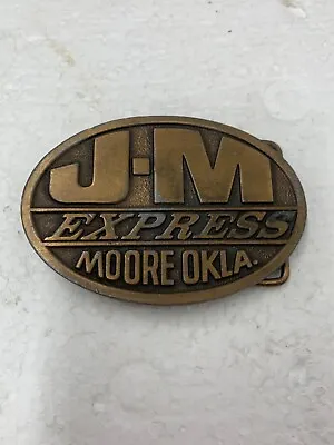 Vintage J-M Express Moore Oklahoma Solid Brass Belt Buckle • $19