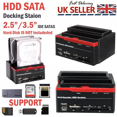 Hard Drive Docking Station HDD Dual-Bay External Reader For 2.5  3.5  SATA IDE • £18.99