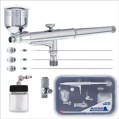 3 Tip Side & Suction Side-Feed DUAL-ACTION AIRBRUSH SET KIT Auto Hobby • $49.99