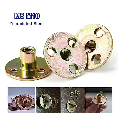 £2.27 • Buy M8 M10 Steel Round Base T Nut Three Hole Furniture Tee Nut Climbing Wall Fixings