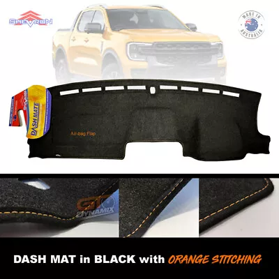 $94.95 • Buy BLACK DASH MAT For FORD RANGER Wildtrack NEXT GEN MY22 + ORANGE Stitching DM1652