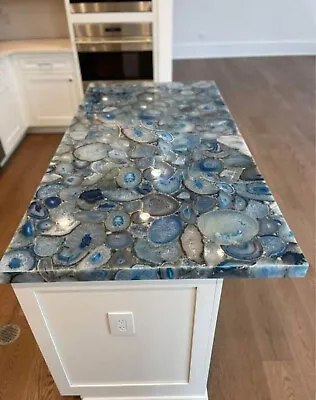 Blue Agate Stone Tops Dining Table Kitchen Slab Table Housewarming Table Decor • $193.50
