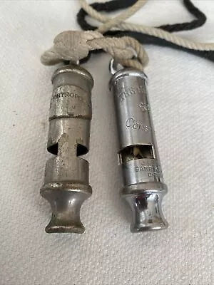 VINTAGE Hudson METROPOLITAN POLICE WHISTLE Essex Constabulary Plus 1 Other • £12