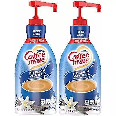 Nestle Coffee Mate French Vanilla Creamer Pump Bottle Non-Dairy 50.7Oz Pack Of 2 • $45.13