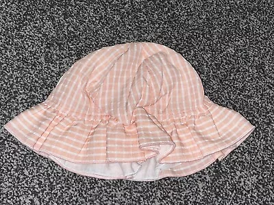 Nutmeg Baby Girls Pink & White Sun Hat 3-6 Months • £0.99
