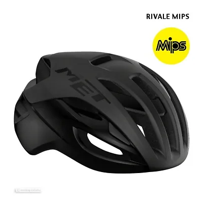 MET RIVALE MIPS Road Cycling Helmet : BLACK MATTE/GLOSSY • $199