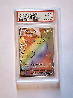 Pokemon PSA 10 GEM MINT Pikachu VMAX 188/185 Secret Rainbow Rare Vivid Voltage • $210