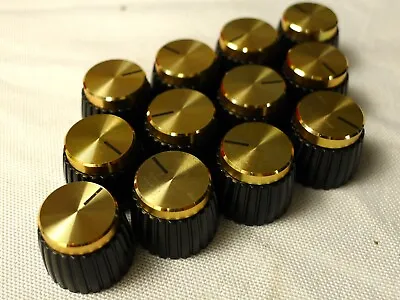 12 Pcs Amplifier Knobs Black With Aluminium Gold Cap Set Screw For Marshall AMP • $7.99