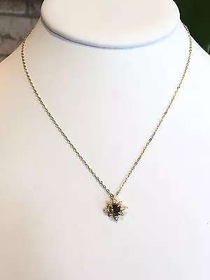 Nadri Holiday Star Pendant Necklace Smoky Quartz / Gold Tone 925 Stamped • $18