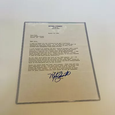 Mike Schmidt 1983 Signed Letter With Great Content World Series Phillies • $99
