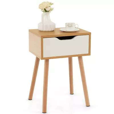 Mid Century Modern Wooden Nightstand Bedside Sofa End Table Drawer Home Bedroom • $48.96