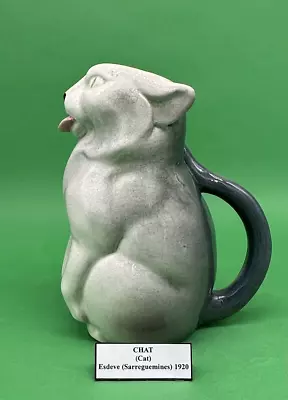 Sarreguemines Majolica 'Cat' Pitcher/Toby Jug C.1920 8  • $400