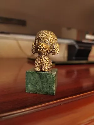 Poodle Dog Metal Figure  Brass With Marble  Sculpture Decor • $14