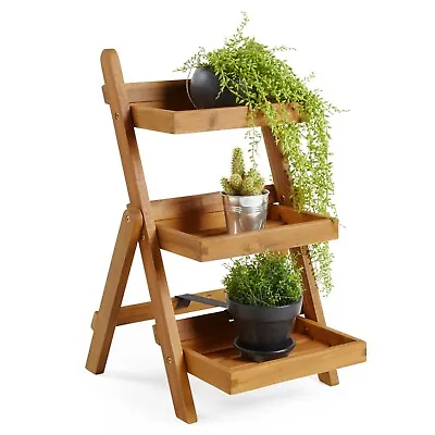 £24.99 • Buy VonHaus 3 Tier Plant Stand Folding – Ladder Planter Wooden Tiered Planter