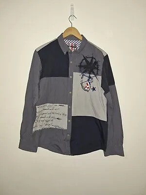 Desigual Men Gray Colorblock Button Down Shirt - Size L • $20