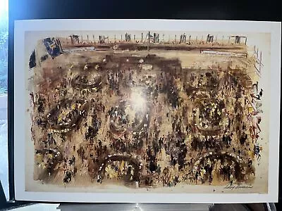 Leroy Neiman New York Stock Exchange Lithograph Print 1977 NO FADING! 25x37 • $149