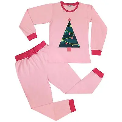 £9.99 • Buy Girls Christmas Pyjamas Children PJs 2 Piece Festive Set Kids Lounge Suit