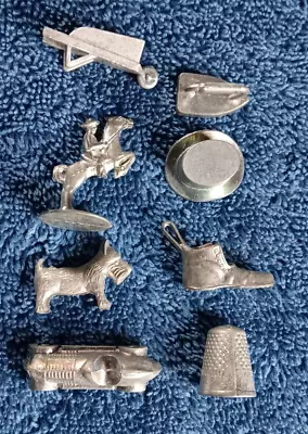 Monopoly Token Lot 1970s Horse Dog Wheelbarrow Hat Shoe 8 Car Iron Thimble Donor • $9.99