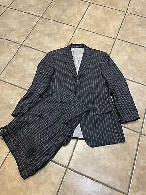 Hugo Boss Scorsese Movie 2 Piece Black Striped Men's Size 38S 31x31 Wool Suit • $49.99