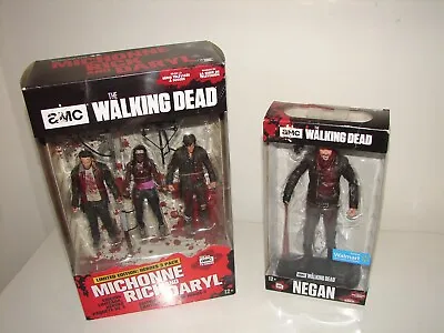 The Walking Dead Limited Edition Heroes 3 Pack NIB Michonne Rick Daryl + Negan • $93