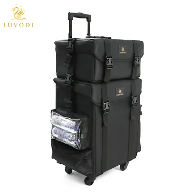 Extra Large Rolling Makeup Artist Travel Case Soft Sided Nylon Organizer Trolley • £149.95