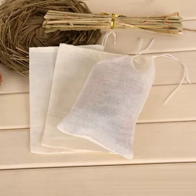 10x Cotton Muslin Drawstring Tea Coffee Cook Separate Cloth Filter Bag Reusable • £4.70