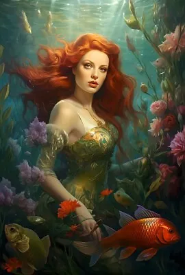 Gifts Home Art Wall Decor Fantasy Mermaid Oil Painting Picture Printed On Canvas • $199.70