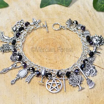 Witches Charm Bracelet - 'Darkling' - Pagan Jewellery Wicca Witchcraft Gothic • £13.50