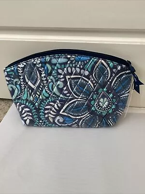 Vera Bradley Grand Travel Cosmetic Bag BLUE ISLAND MEDALLION  New • $19.40