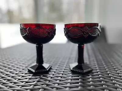 Vintage Avon Glass Cape Cod Ruby Red Wine Goblets • $22