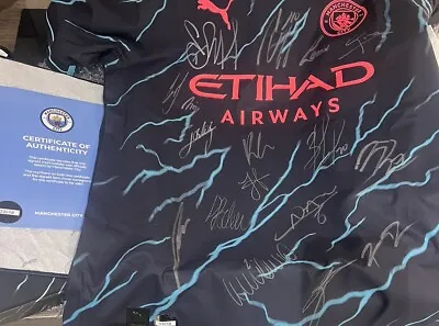 Official Club Signed Manchester City 2023/24 Shirt + Club Coa - World Champions • £1200