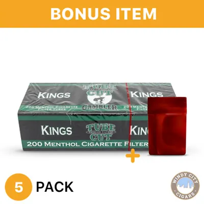 Gambler Tube Cut Cigarette Filter Tobacco King Size Menthol 5 Boxes & Bonus Case • $24